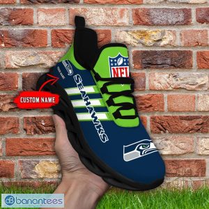 Custom Name Seattle Seahawks Running Sneakers Striped Style Max Soul Shoes Product Photo 2