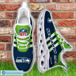 Custom Name Seattle Seahawks Running Sneakers Striped Style Max Soul Shoes For Fans Product Photo 5