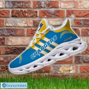 Custom Name Los Angeles Chargers Running Sneakers Striped Style Max Soul Shoes For Fans Product Photo 4