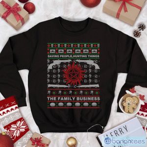 Supernatural Supernatural Christmas Dean Winchester Saving People Hunting Things Winchester Ugly Christmas Sweatshirt Product Photo 1