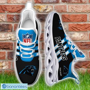 Custom Name Carolina Panthers Running Sneakers Striped Style Max Soul Shoes For Fans Product Photo 4
