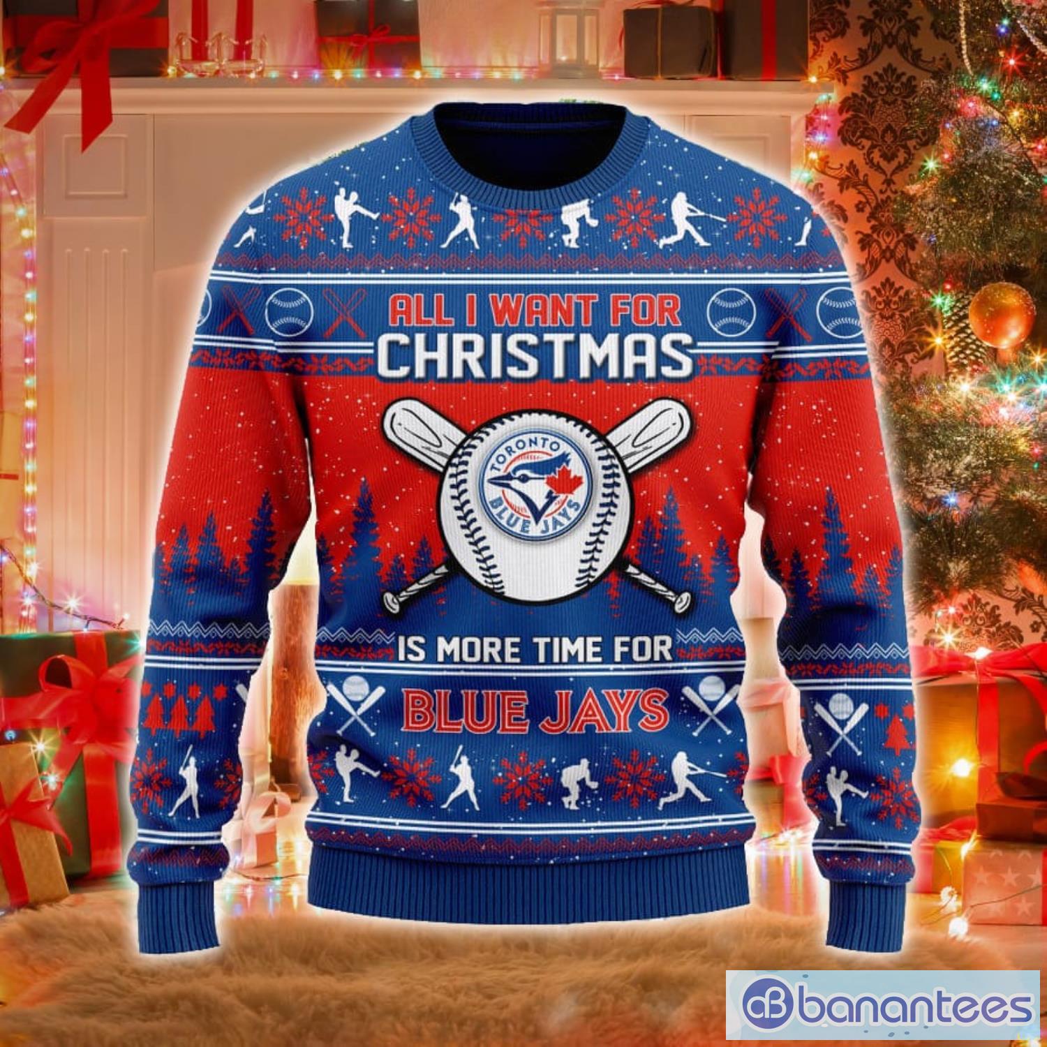 Toronto Blue Jays Basic Pattern Ugly Christmas Sweater - Banantees