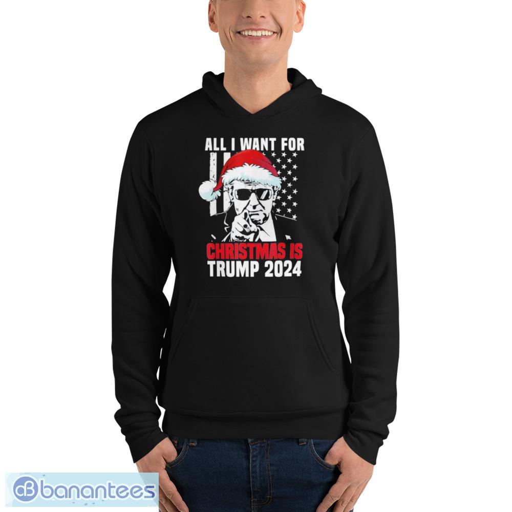 all i want for christmas is santa trump 2024 ugly christmas shirt shirt 3 image All I Want For Christmas Is Santa Trump 2024 Ugly Christmas Shirt Shirt - Unisex Fleece Pullover Hoodie