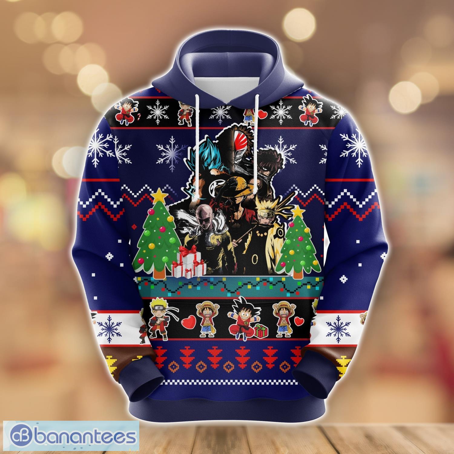 Anime Character Top Christmas Cute Noel Mc Ugly Christmas Pattern 3D Hoodie  Christmas Gift - Banantees