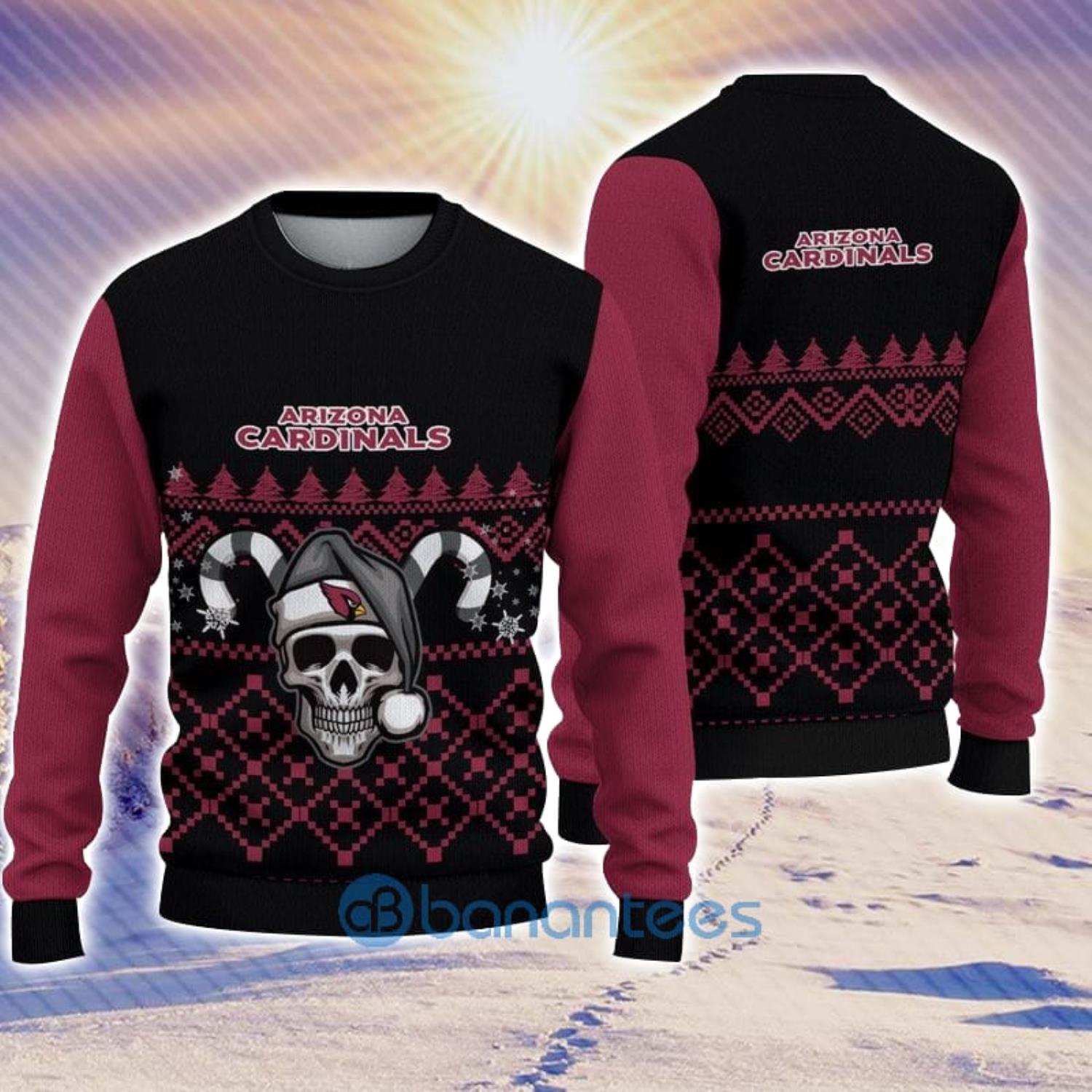 Arizona Cardinals Christmas Skull Halloween Ugly Christmas Sweater