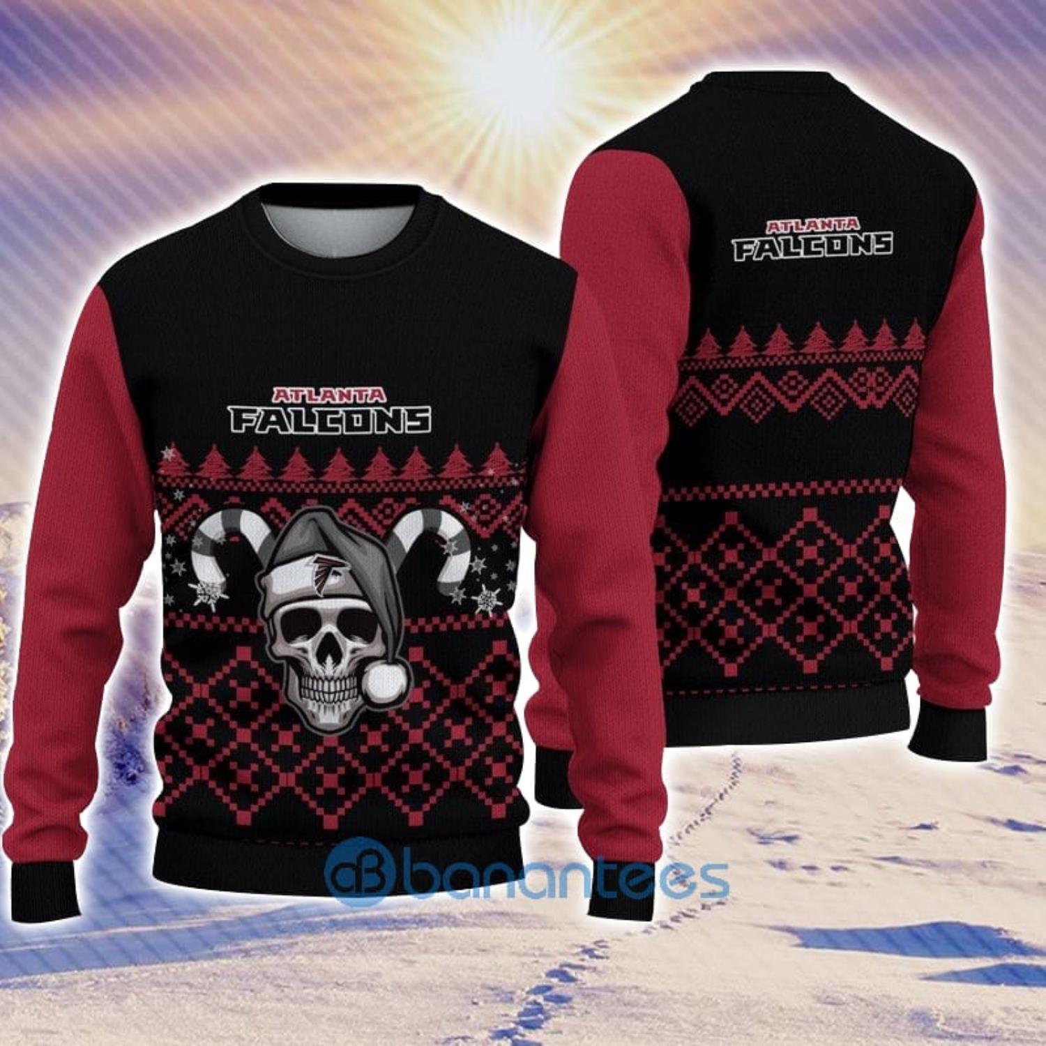 Atlanta Falcons Christmas Skull Halloween Ugly Christmas Sweater Xmas -  Banantees