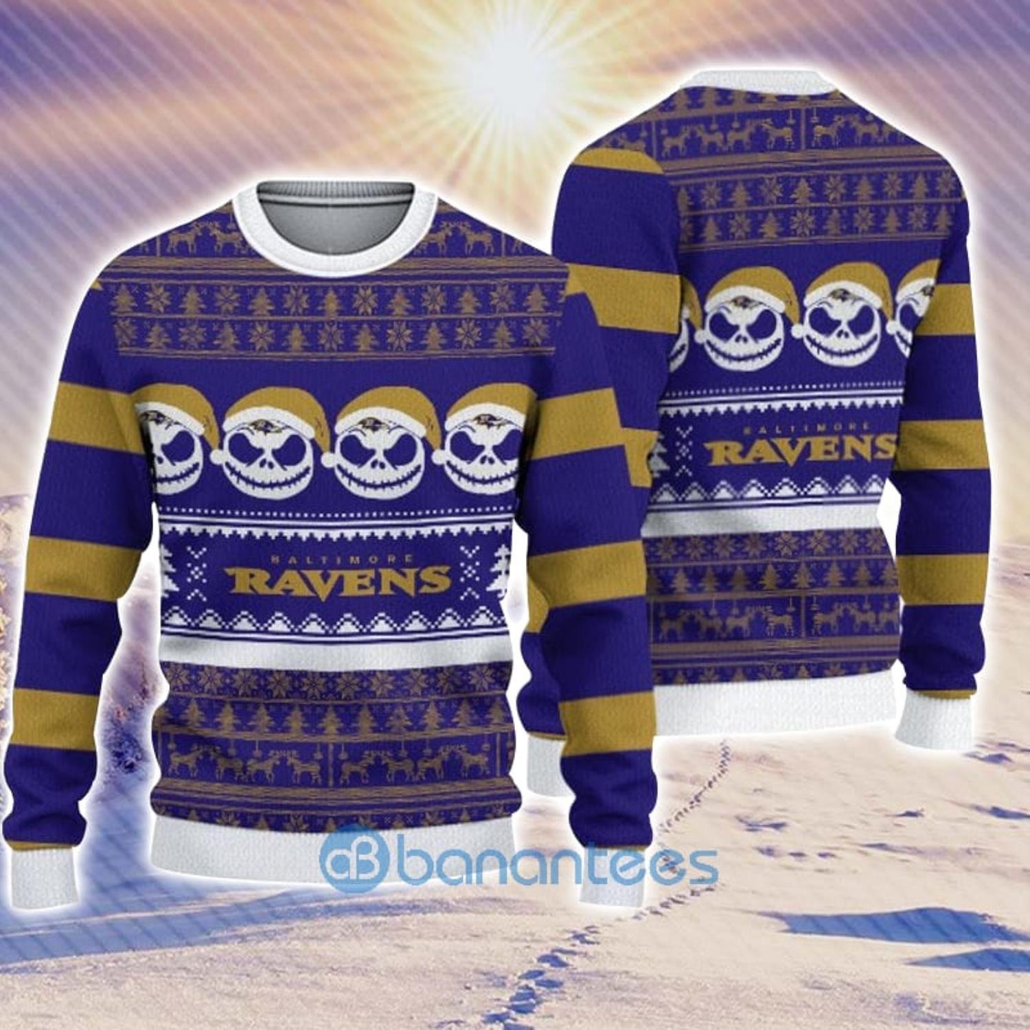 Baltimore Ravens Christmas Skull Sweater Wintertime Unisex Ugly Lover  Christmas - YesItCustom