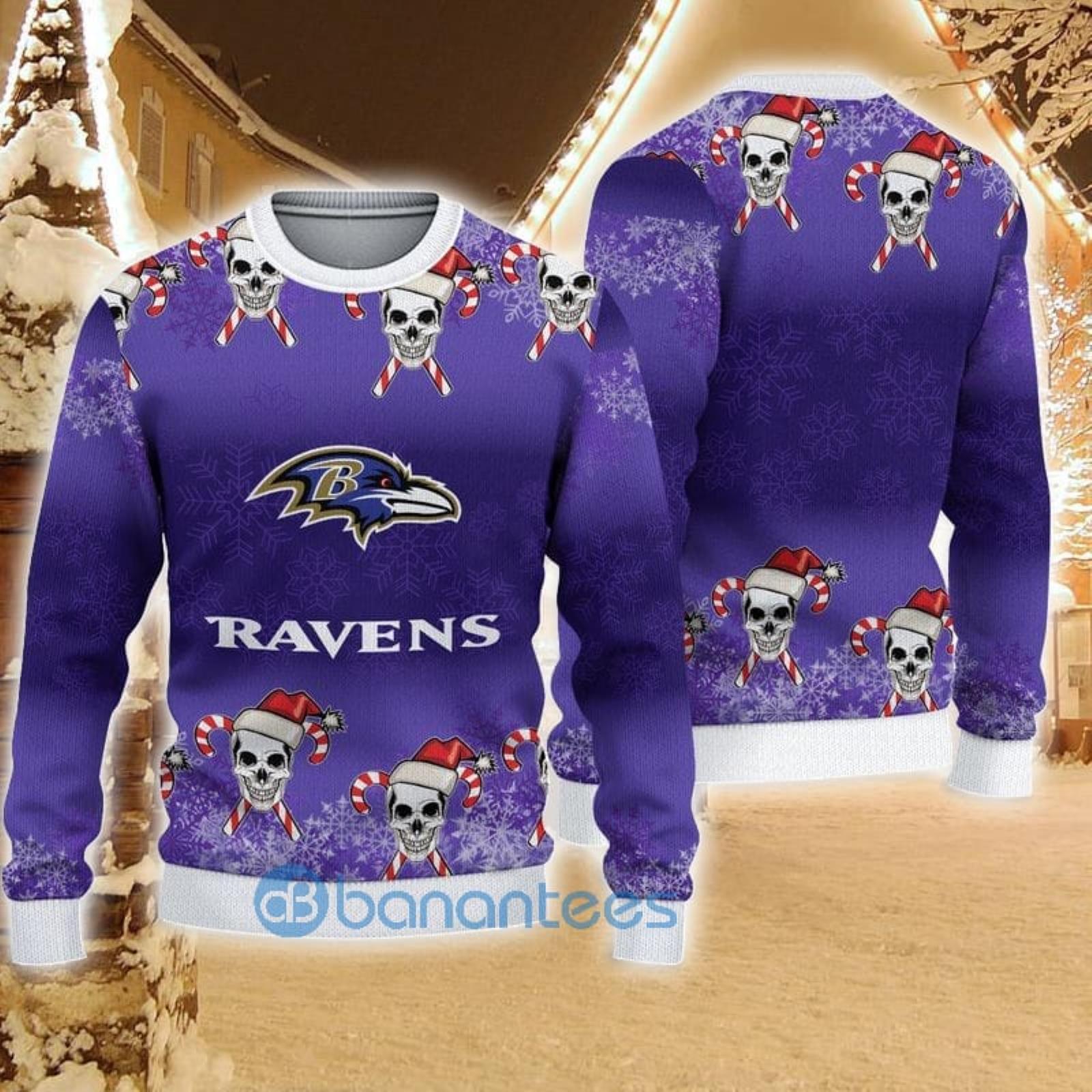 Baltimore Ravens Christmas Bal Snowflake Pattern Winter Ugly