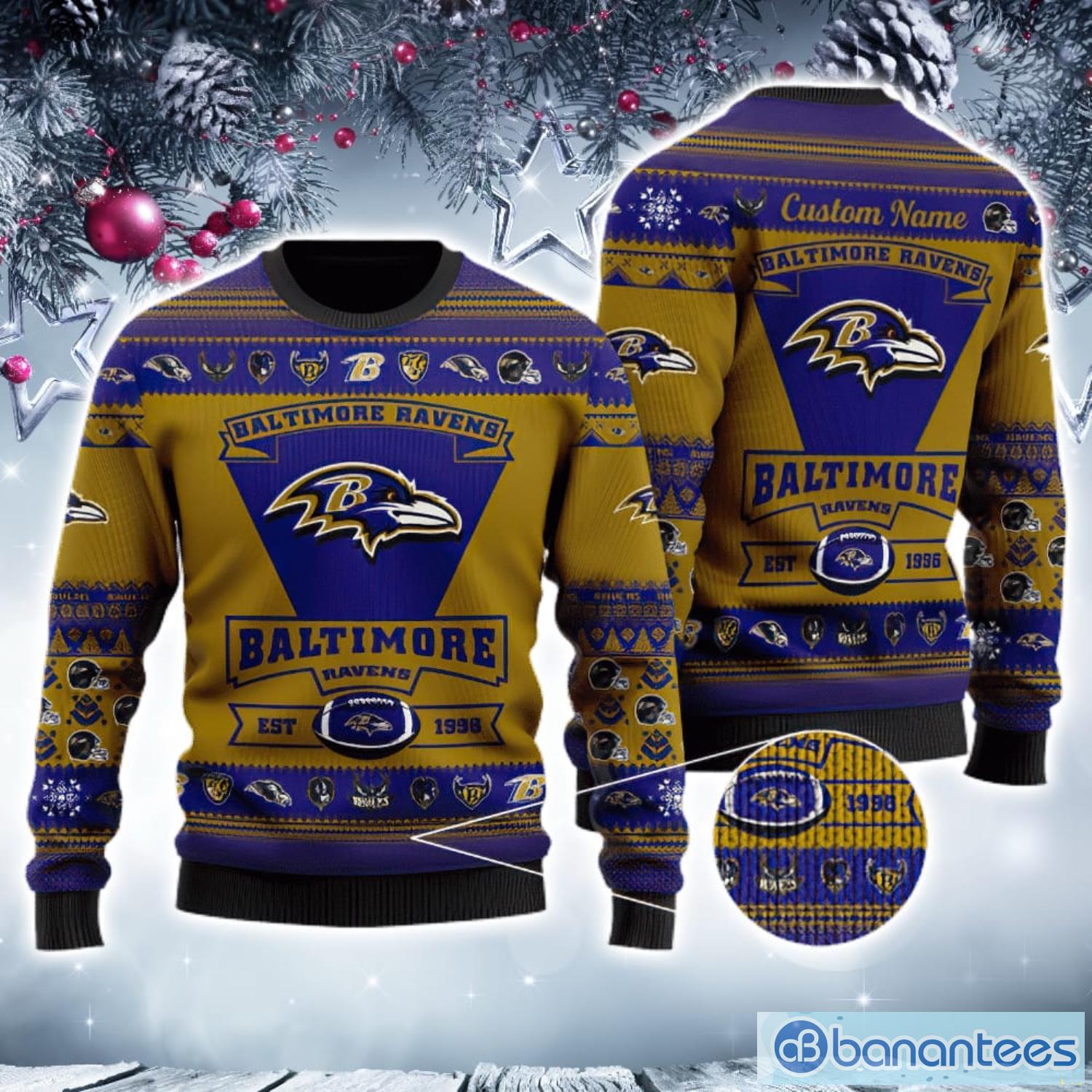 Baltimore Ravens Ugly Christmas Sweater For Fans - Banantees