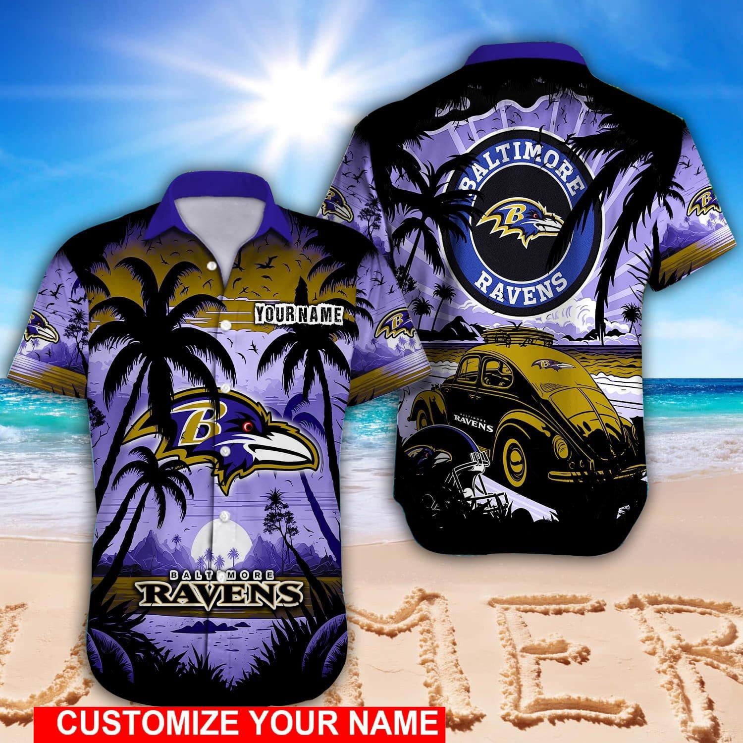 Baltimore Ravens NFL Hawaiian shirt Custom Name Summer Gift - Limotees