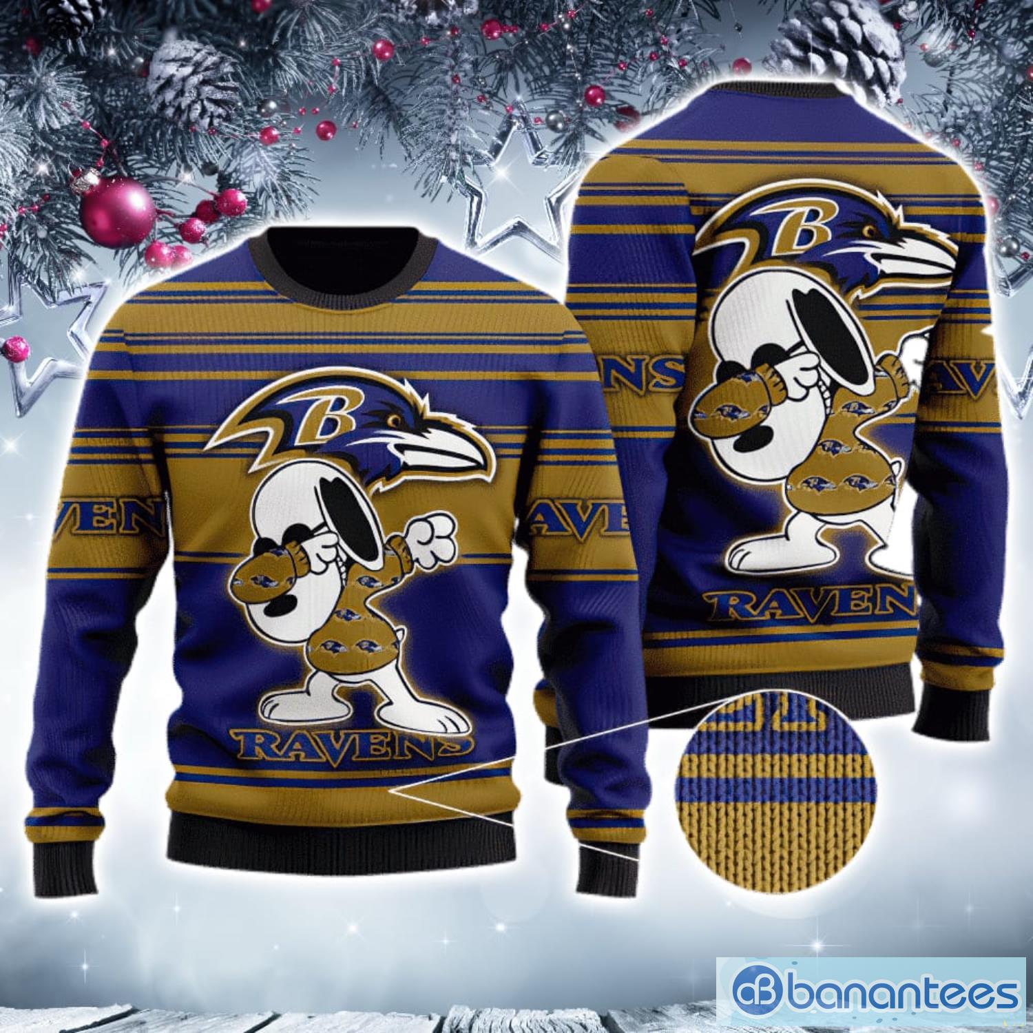 NFL Baltimore Ravens Custom Number And Name Ugly Christmas Sweater For Fans  Gift - Banantees