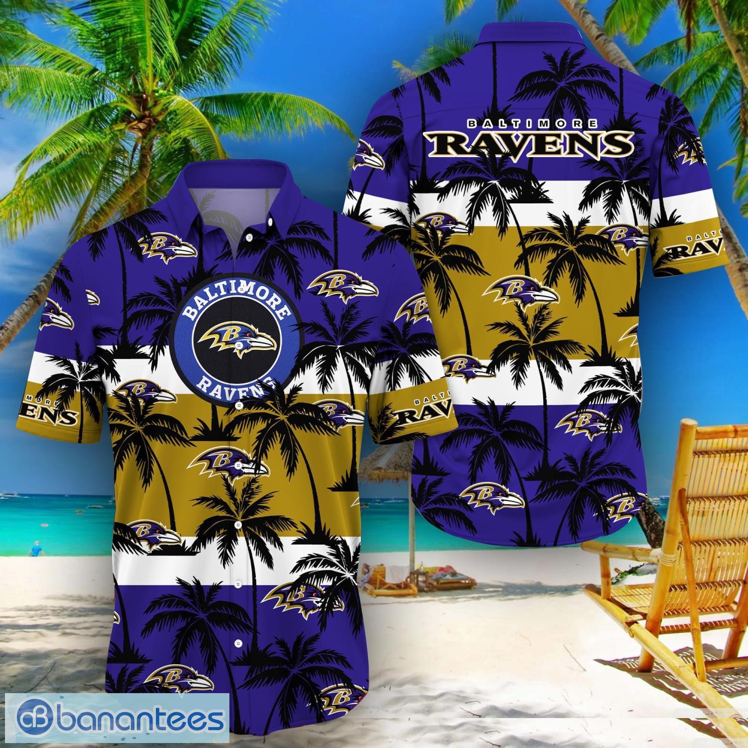 NFL Baltimore Ravens Hawaiian Shirt Beach Aloha Gift For Dad From Daughter