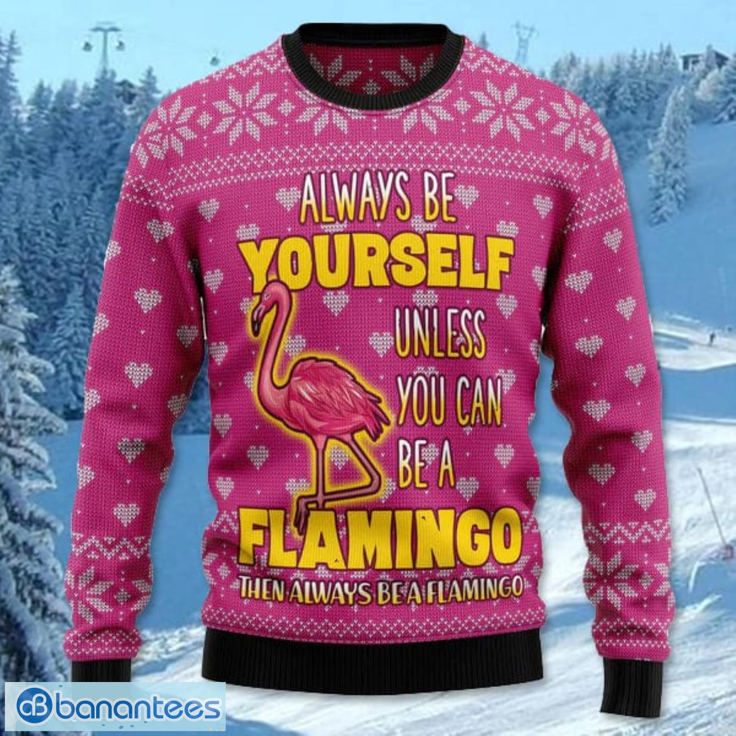 be a flamingo all over printed 3d ugly christmas sweater noel men and women gift 1 image Be A Flamingo All Over Printed 3D Ugly Christmas Sweater Noel Men And Women Gift Product Photo 2