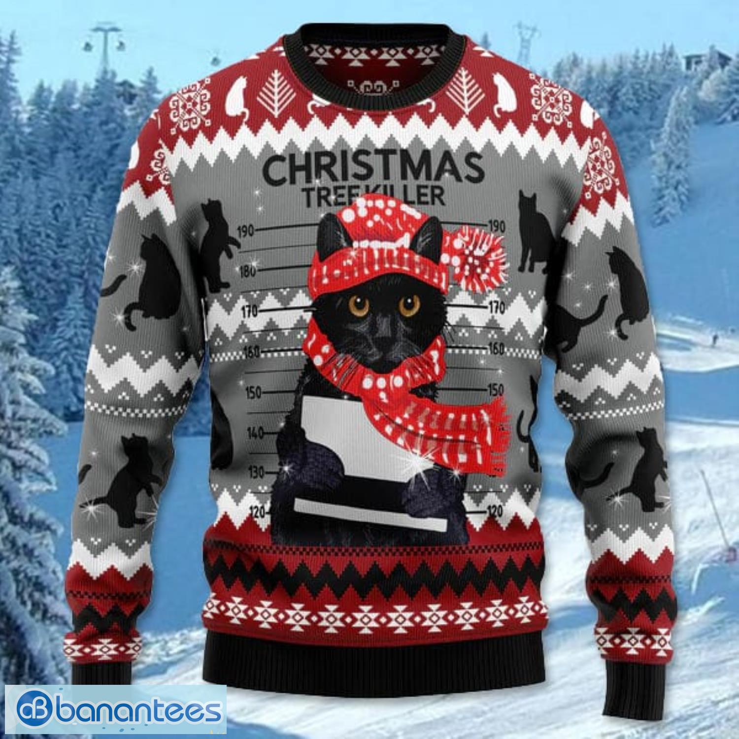 black cat tree killer all over printed 3d ugly christmas sweater noel men and women gift 1 image Black Cat Tree Killer All Over Printed 3D Ugly Christmas Sweater Noel Men And Women Gift Product Photo 2