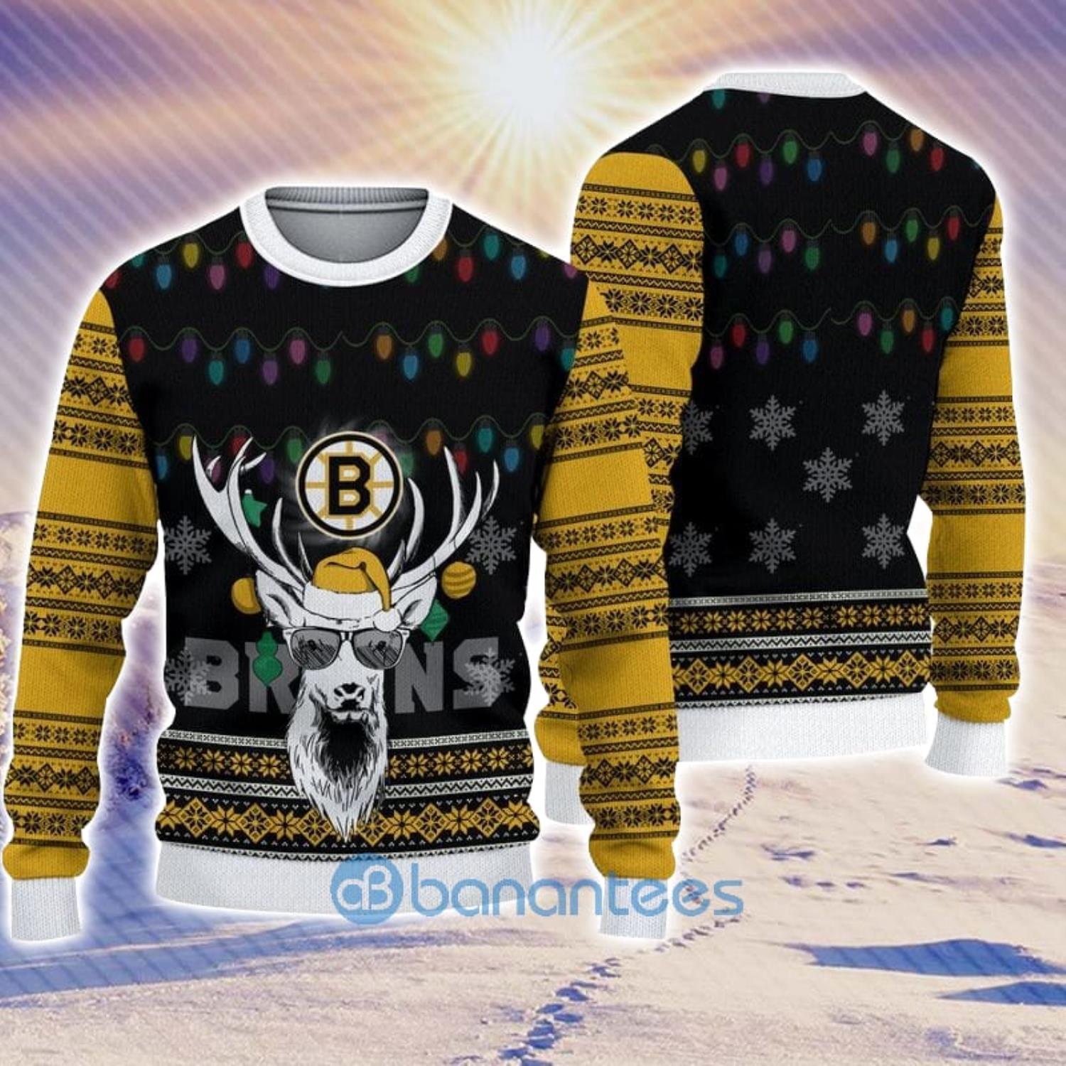 Boston Bruins Fans Reindeer Frosty Ugly Christmas Sweater