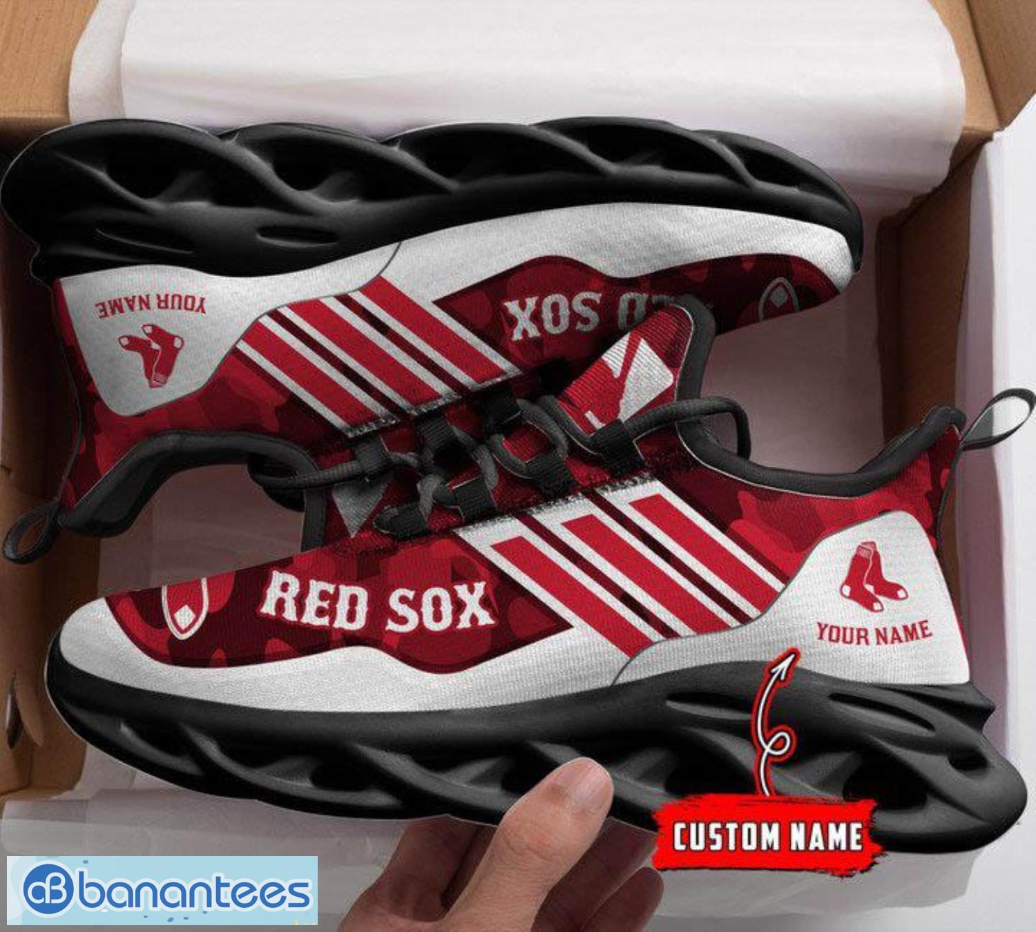 Boston Baseball Red Sox Max Soul Shoes Men And Women Running Sneakers Shoes  For Fans