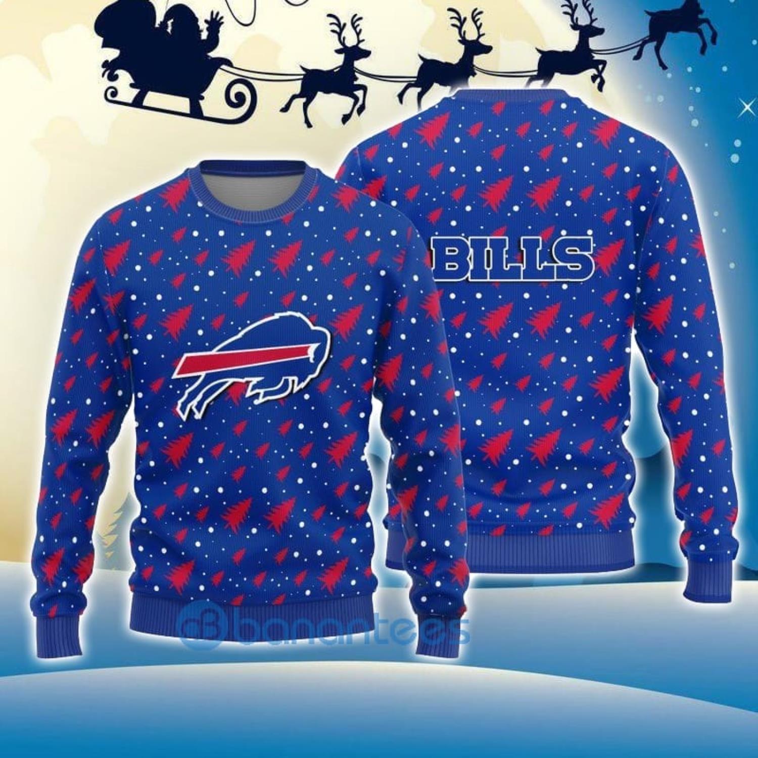 Buffalo Bills Christmas Pine Tree Patterns Pattern Knitted Ugly Christmas  Sweater AOP Gift For Men And Women