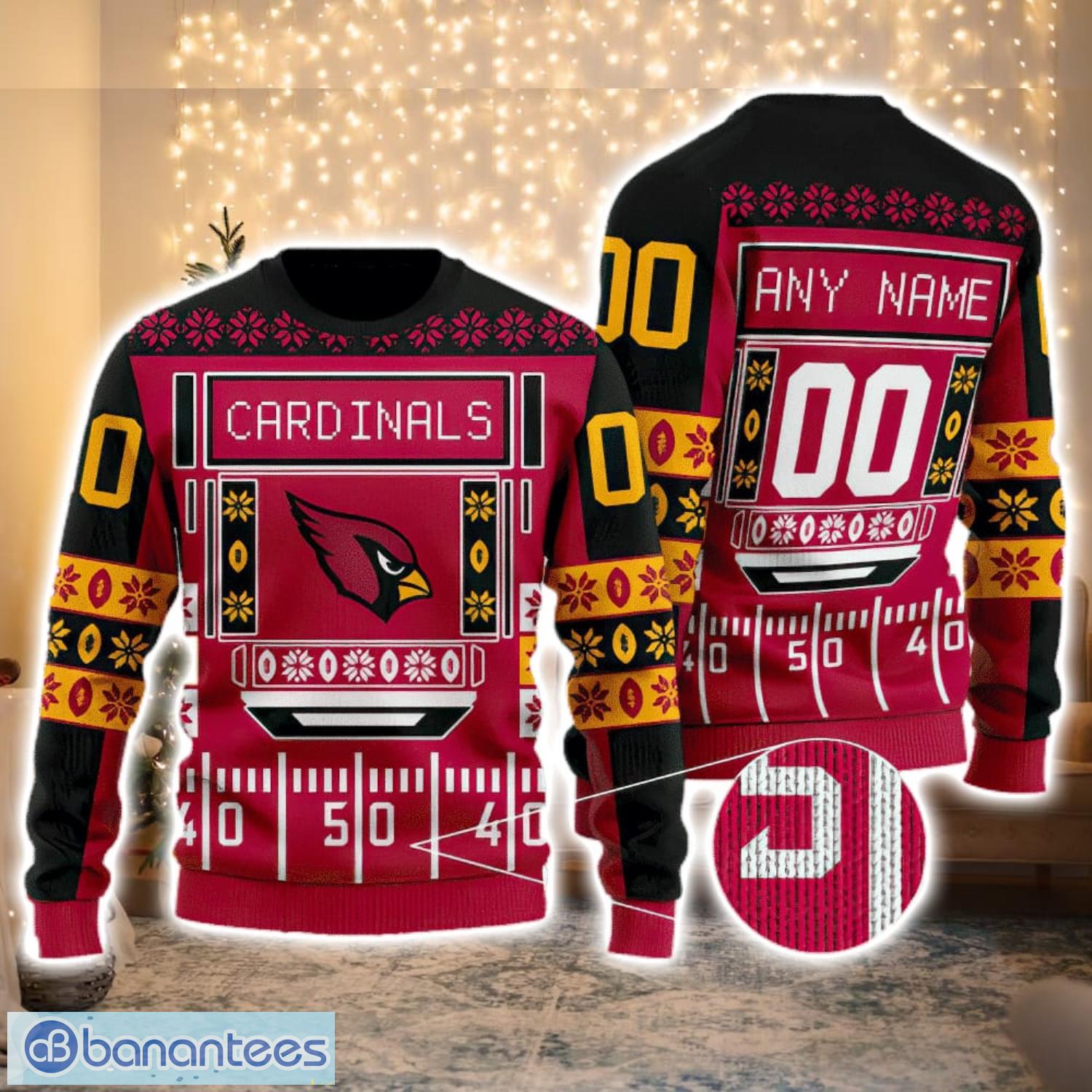 Cardinals Nfl Custom Name And Number For Sport Fans Ugly Christmas
