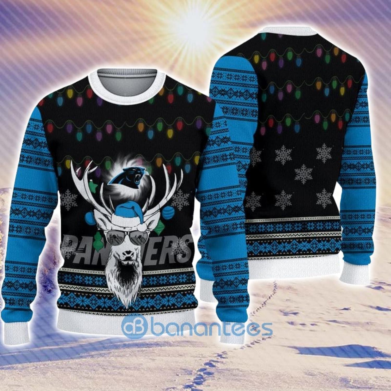 Carolina Panthers Custom Name And Number Ugly Christmas Sweater