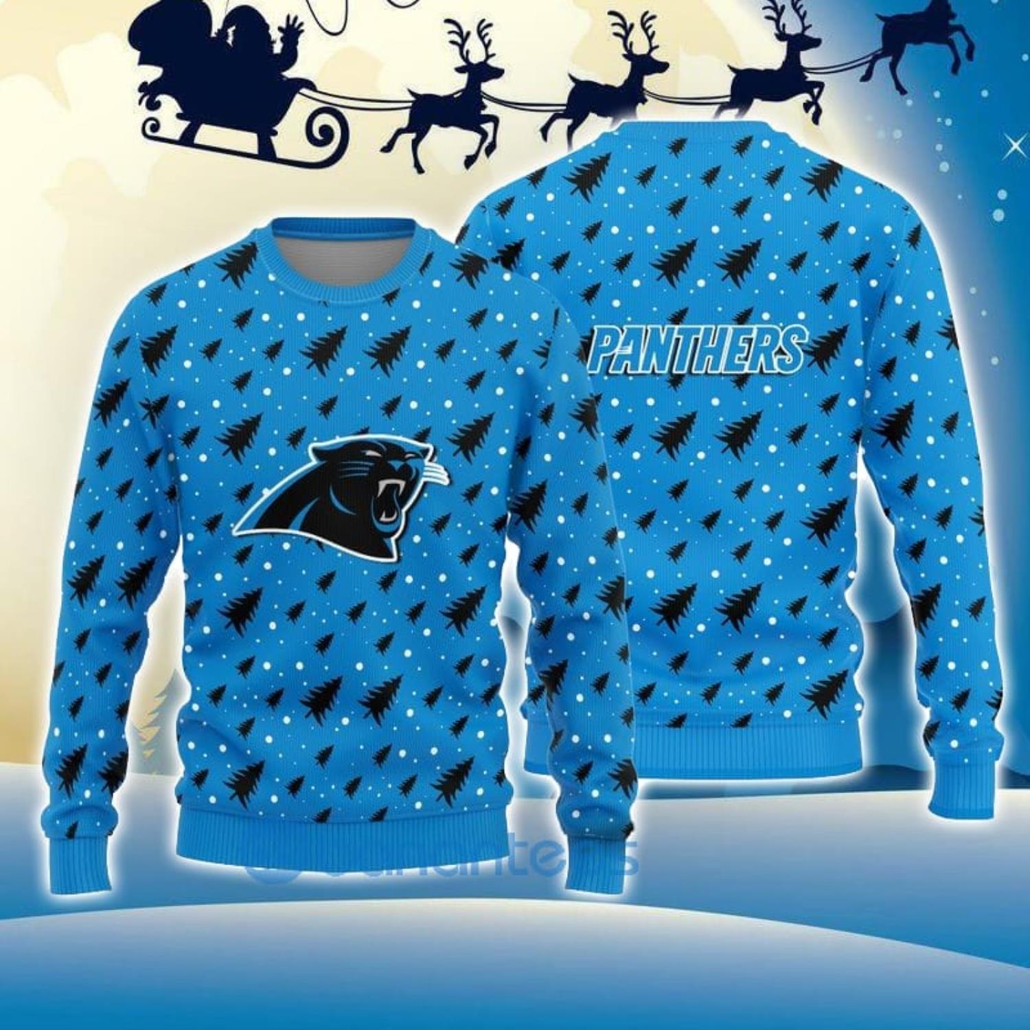 Carolina Panthers Christmas Pine Tree All Over Printed Xmas