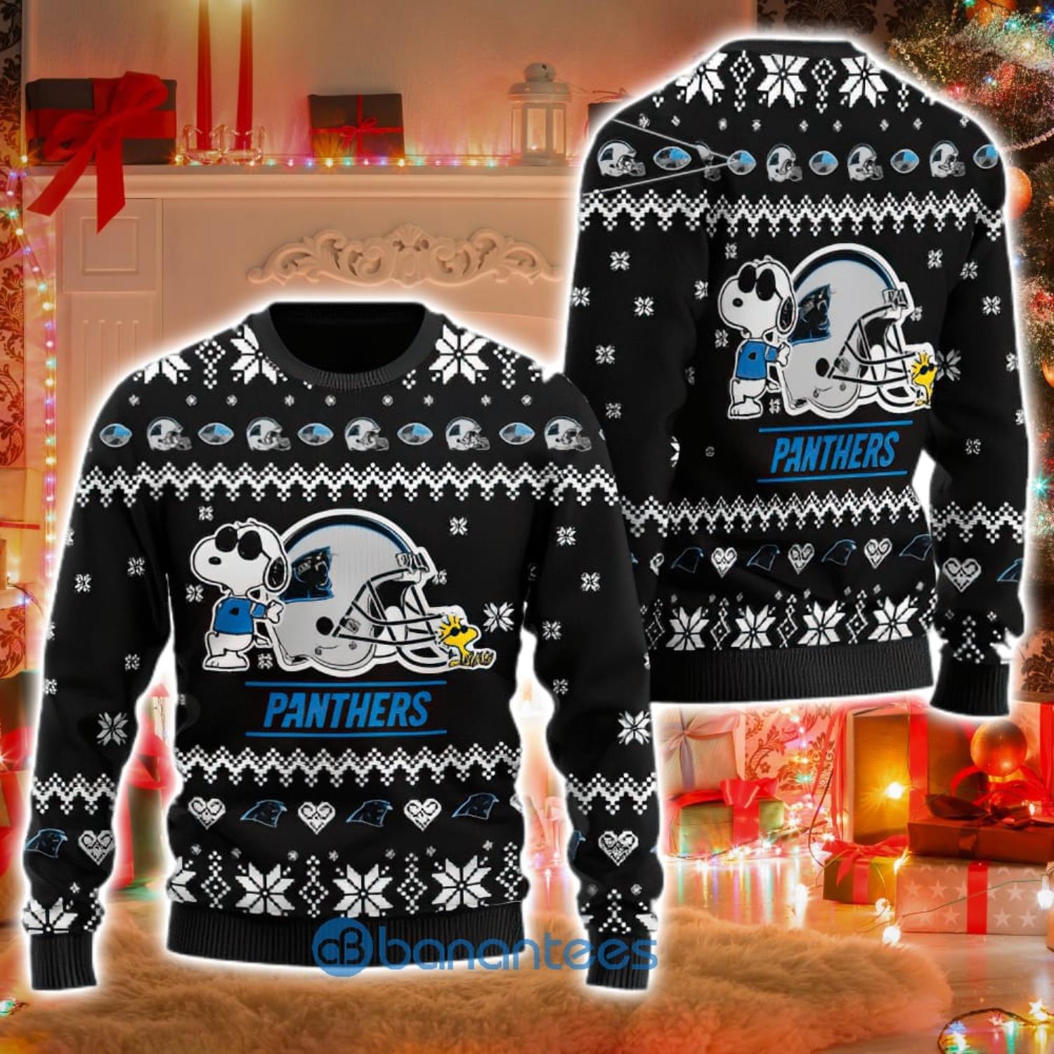 Carolina Panthers Football Team Logo Custom Name Christmas Gift All Over  Print Ugly Christmas Sweater