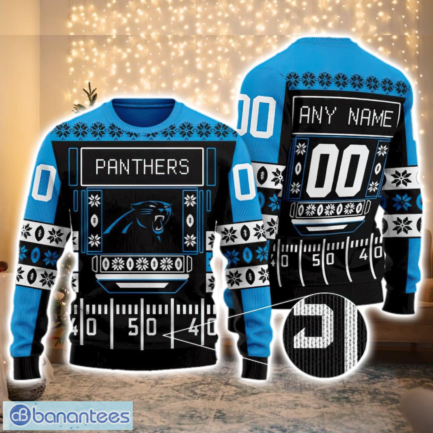 Carolina Panthers Nfl Custom Name And Number For Sport Fans Ugly Christmas  Sweater - Banantees