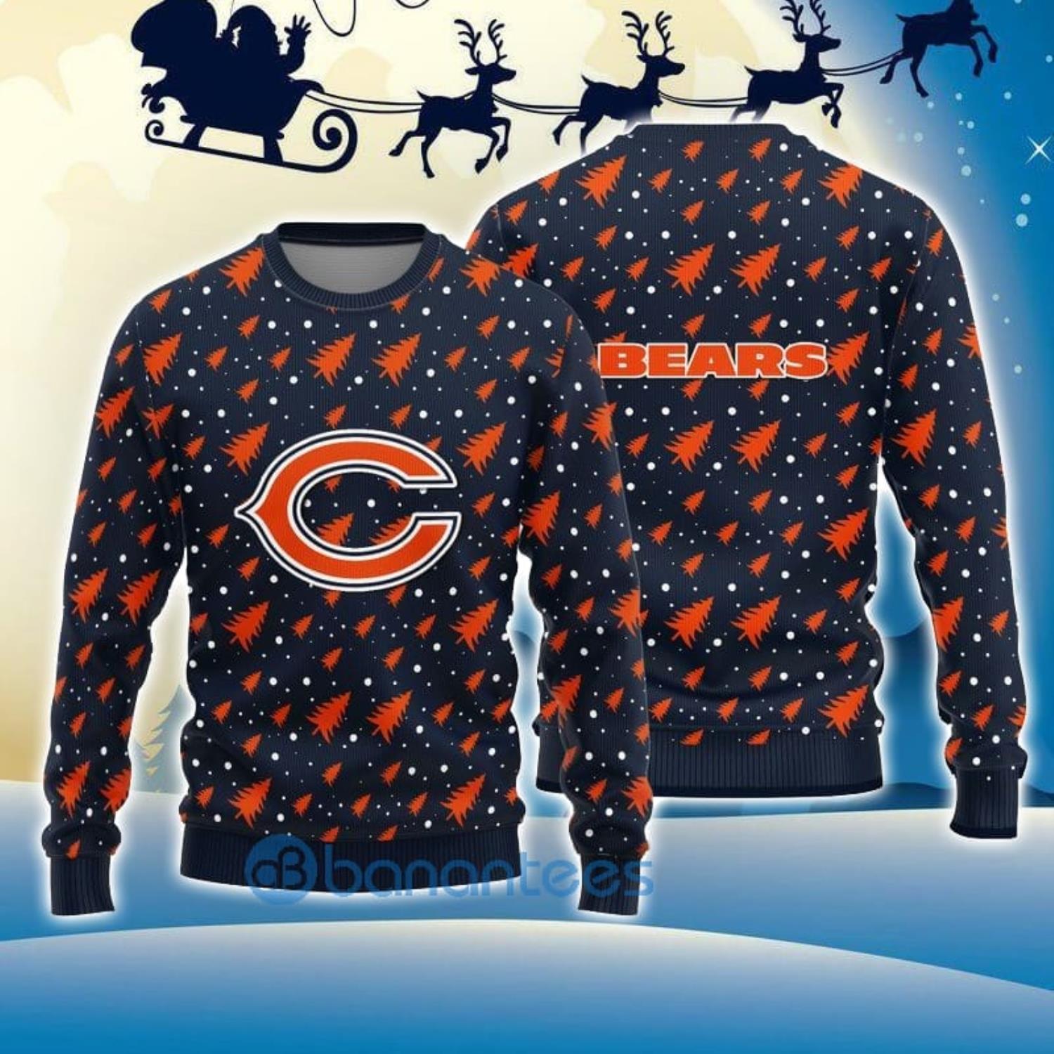 Chicago Bears Christmas Pine Tree All Over Printed Xmas Christmas Ugly  Sweater - Banantees