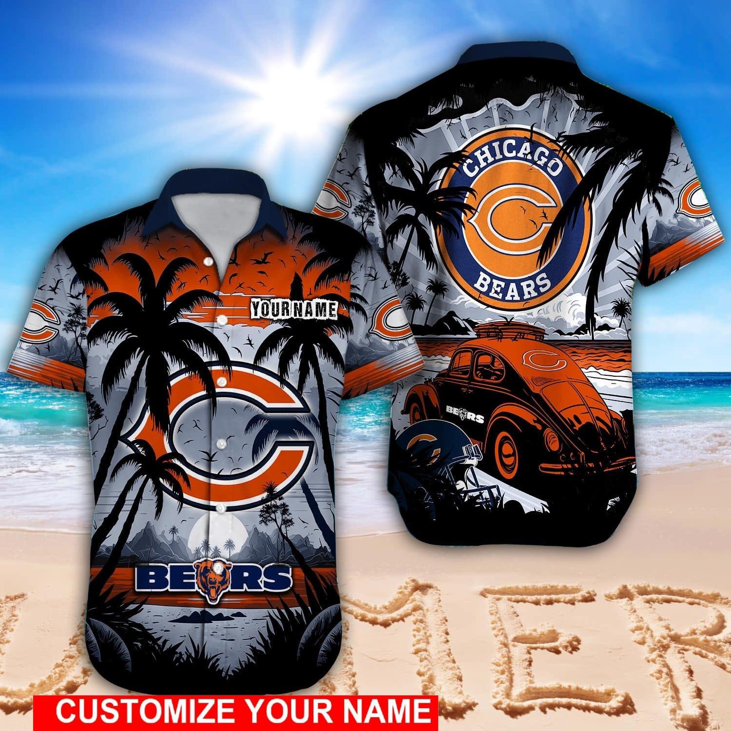 Chicago Bears NFL Custom Name Hawaiian Shirt - Banantees