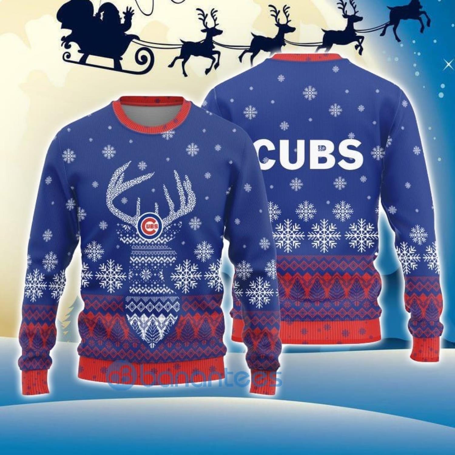 Personalized Chicago Cubs Football Team Logo Ugly Sweater - T