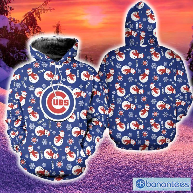 Chicago Cubs Christmas Snowman 3D Hoodie Zip Hoodie Blue Print