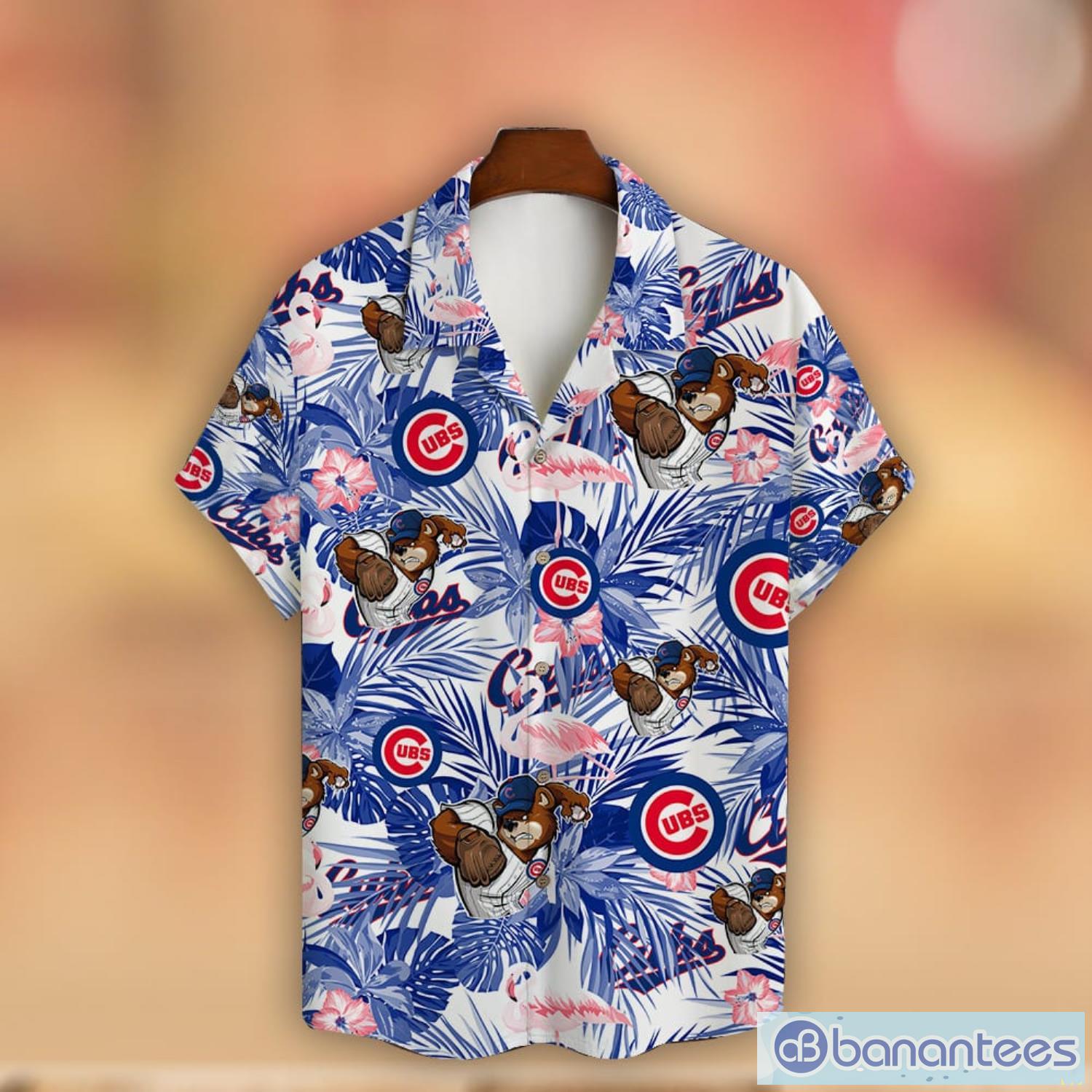 Chicago Cubs Major League Baseball Mascot And Hibiscus Pattern 3D Print Hawaiian Shirt New Trend For Fans Product Photo 2