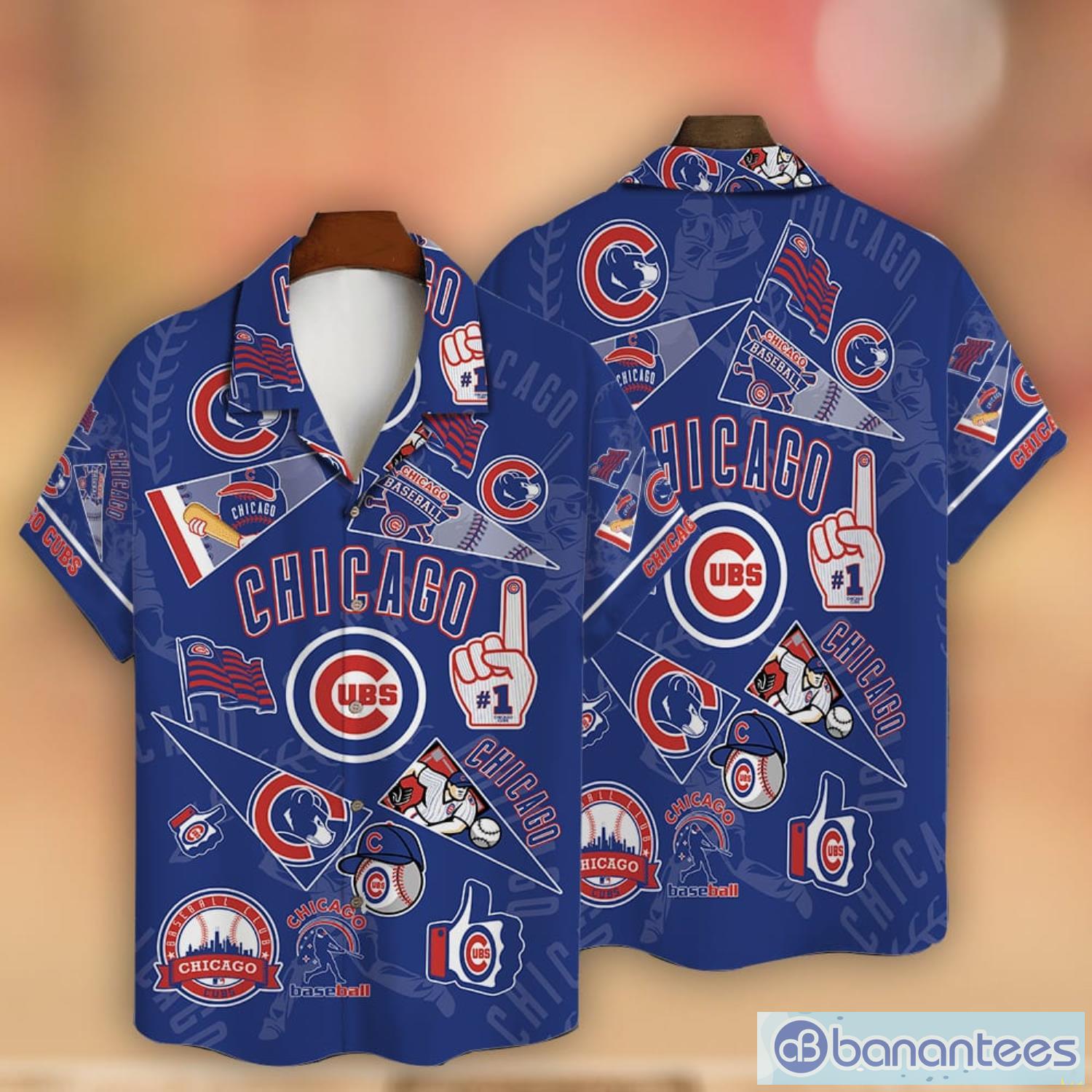 Chicago Cubs Major League Baseball Logo Pattern Hawaiian Shirt For Baseball  Fans