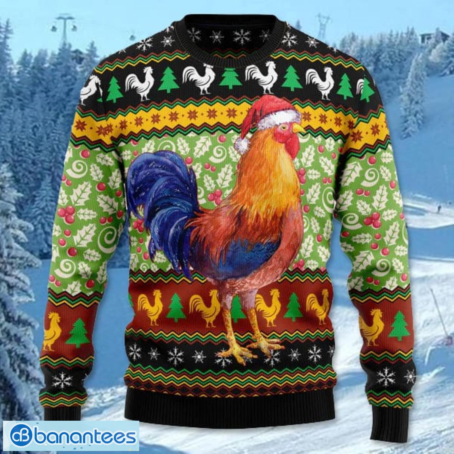 chicken cluck ry christmas all over printed 3d ugly christmas sweater noel men and women gift 1 image Chicken Cluck-ry Christmas All Over Printed 3D Ugly Christmas Sweater Noel Men And Women Gift Product Photo 2