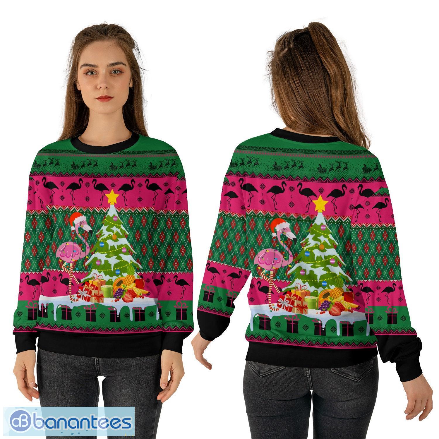 Christmas Flamingo Xmas Breast Cancer Awareness Christmas Gift Ugly Christmas Sweater Product Photo 1