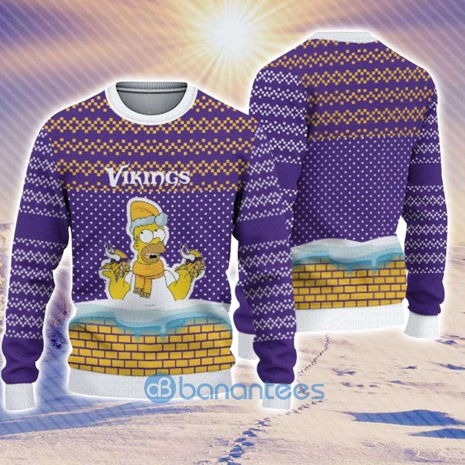 Minnesota Vikings Christmas Simpson Knitted Ugly Christmas Sweater AOP Gift  For Men And Women - Limotees