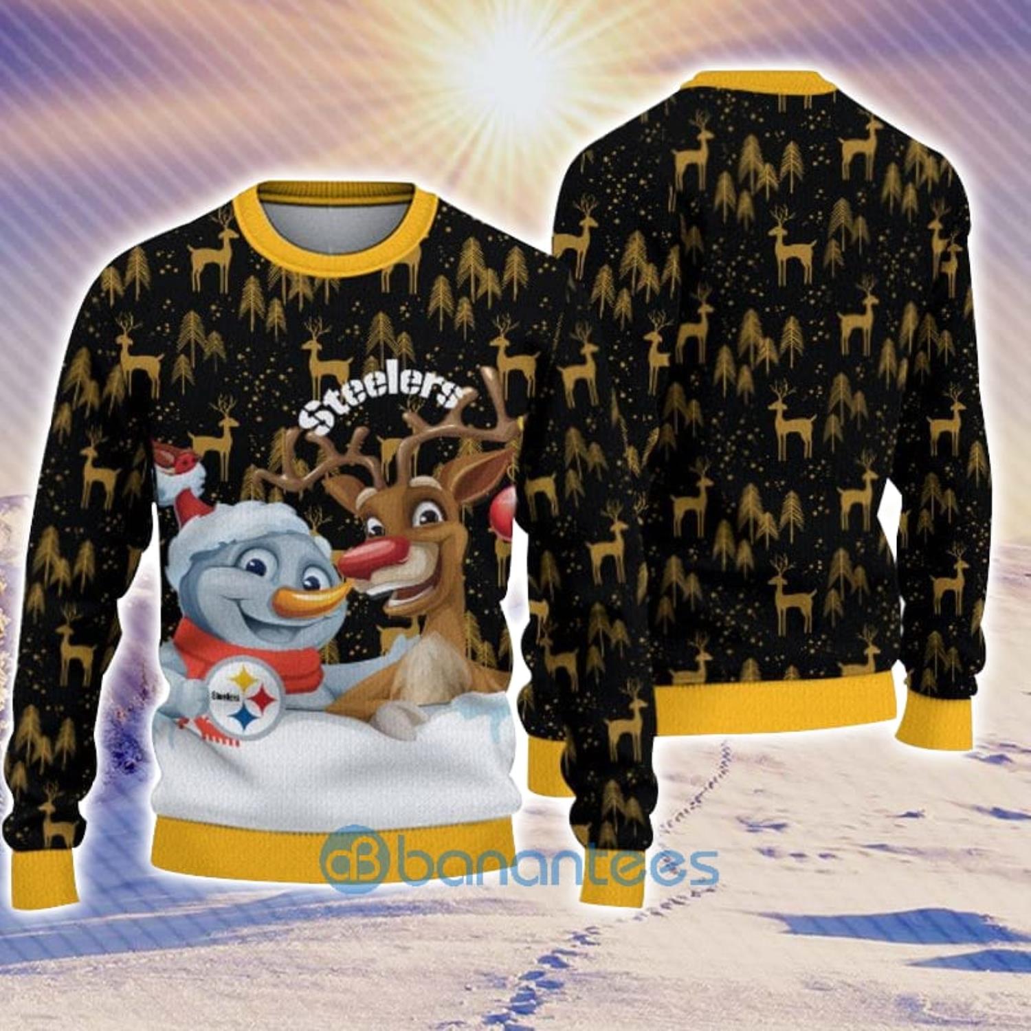 Pittsburgh Steelers Christmas Snow Ugly Sweater For Men Women - Banantees