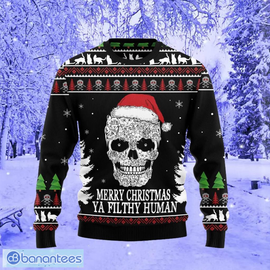 Baltimore Ravens Christmas Skull Halloween Ugly Christmas Sweater -  Banantees