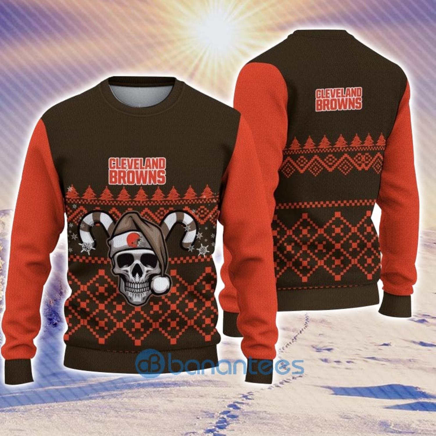 NFL Cleveland Browns Skull Christmas Ugly Sweater - T-shirts Low Price