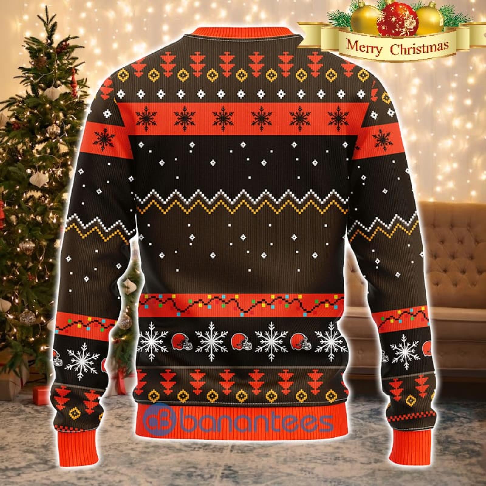 Merry Sweater Funny Cleveland Browns Gifts For Fan Merry Christmas Tree  Ugly Christmas Sweater - Banantees