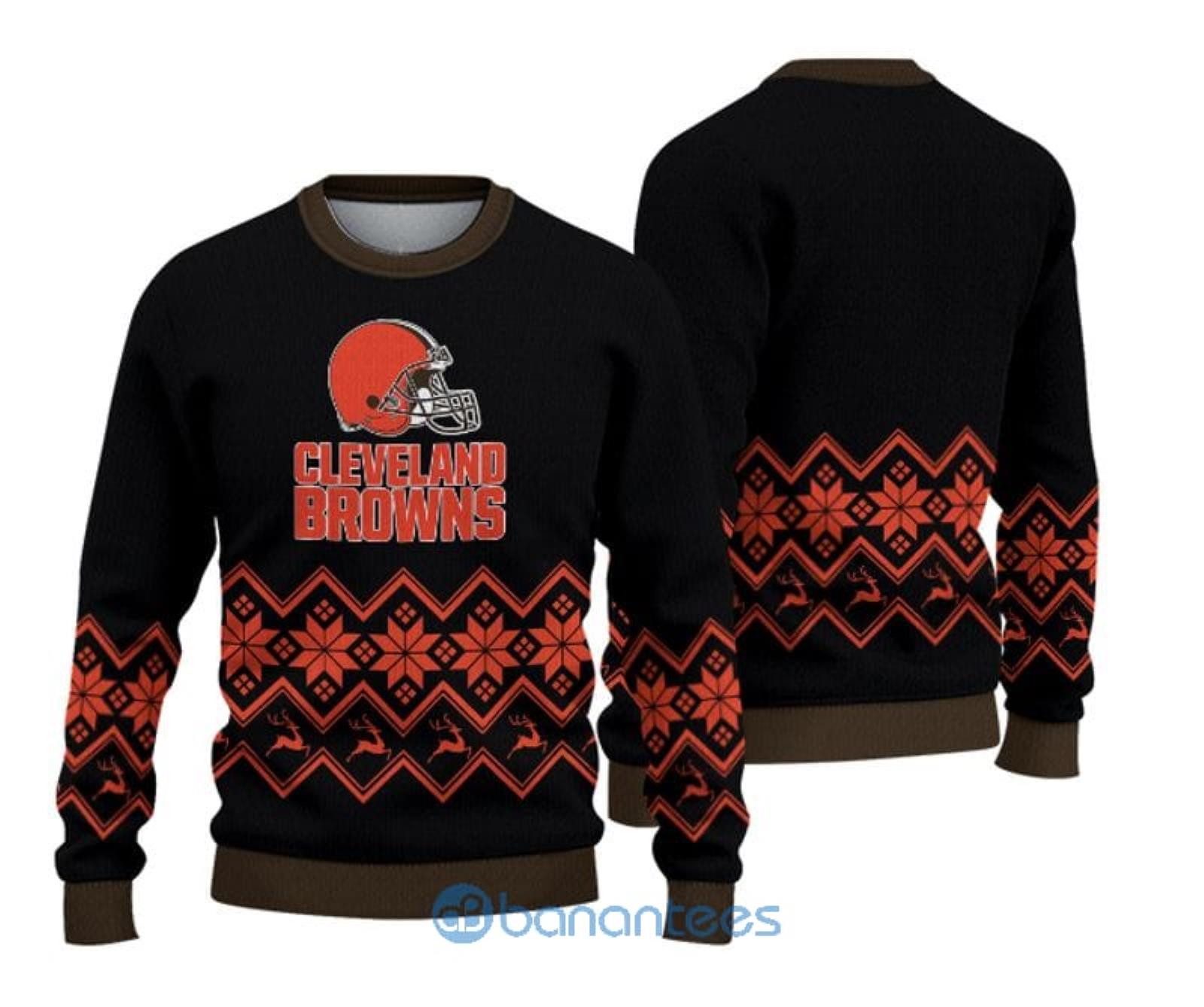 Cleveland Browns Skull Pattern Ugly Christmas Sweater - Banantees