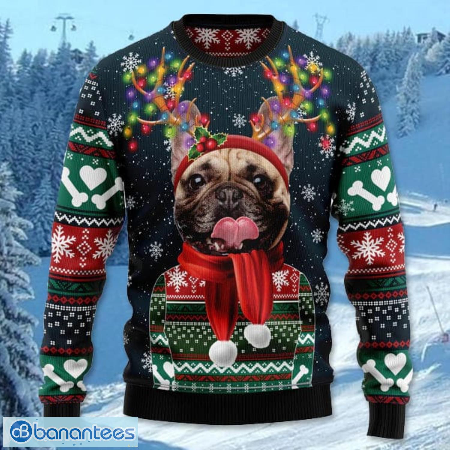 cool french bulldog all over printed 3d ugly christmas sweater noel men and women gift 1 image Cool French Bulldog All Over Printed 3D Ugly Christmas Sweater Noel Men And Women Gift Product Photo 2