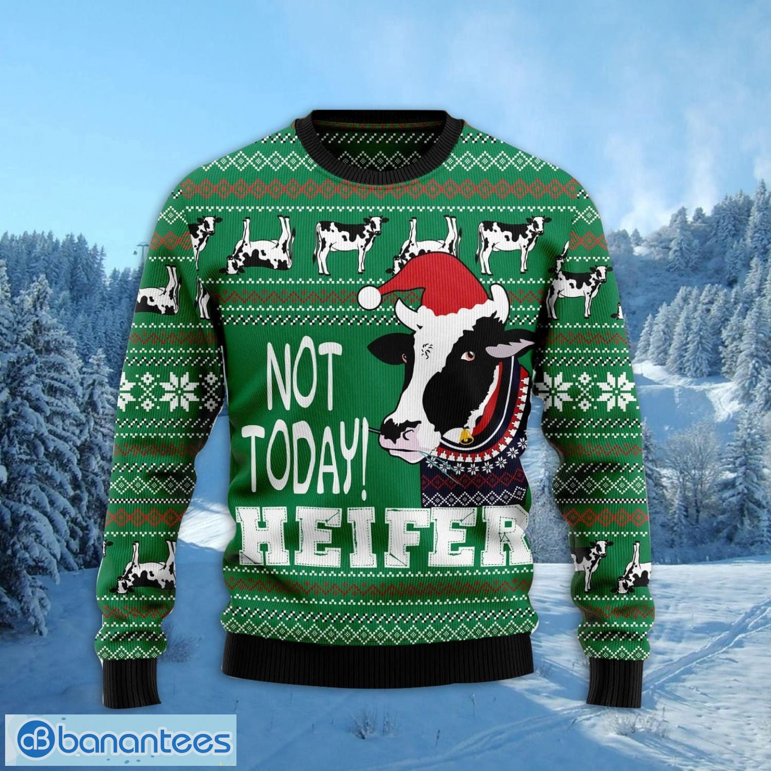cow not today christmas gift ugly christmas sweater xmas holiday 1 image Cow Not Today Christmas Gift Ugly Christmas Sweater Xmas Holiday Product Photo 2