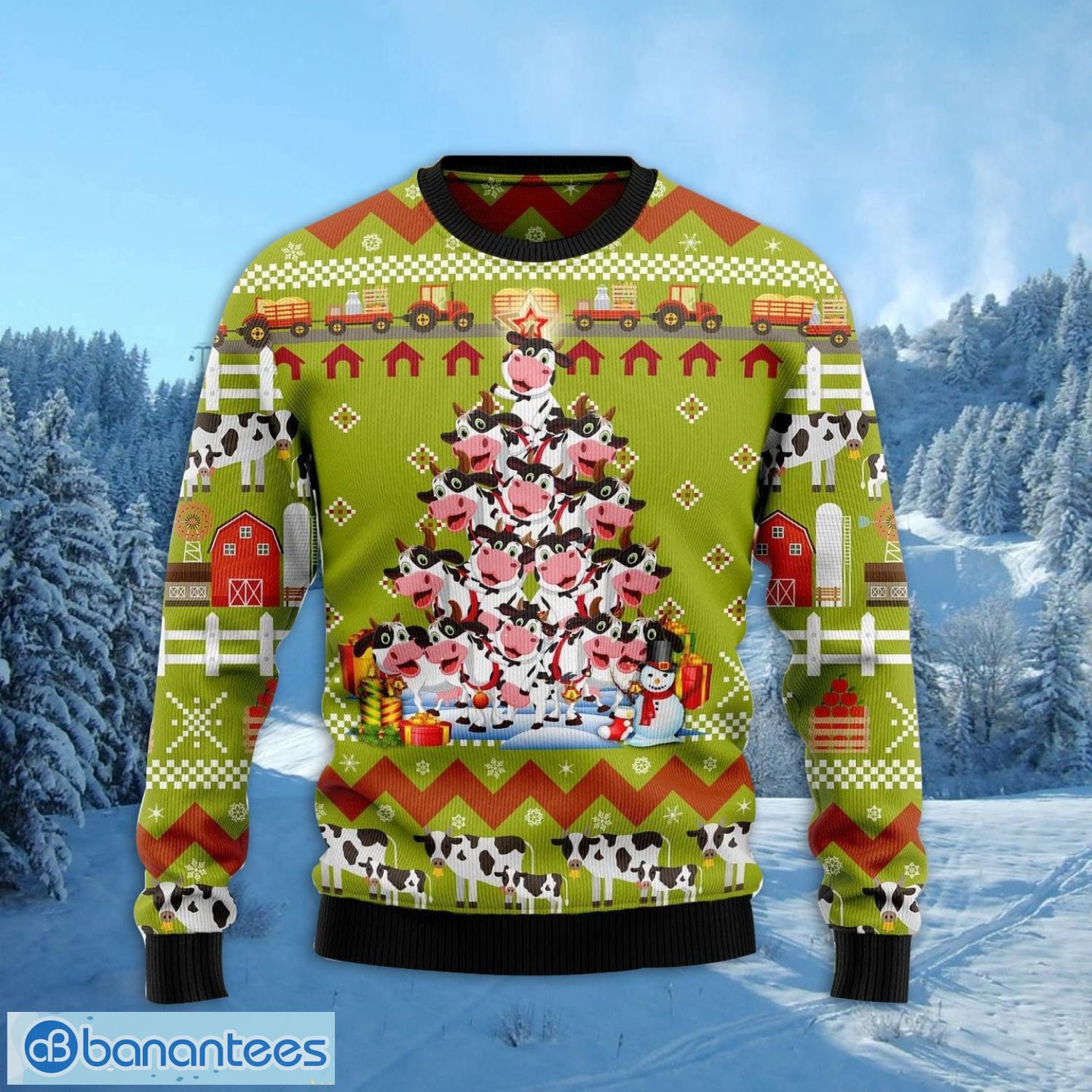 cow pine tree christmas gift ugly christmas sweater xmas holiday 1 image Cow Pine Tree Christmas Gift Ugly Christmas Sweater Xmas Holiday Product Photo 2
