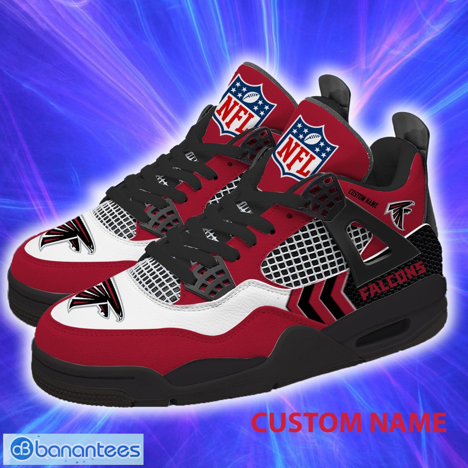 Custom Name Atlanta Falcons NFL Air Jordan 4 Sneakers For Men And Women Unisex Running Shoes - Custom Name Atlanta Falcons NFL Ocean Air Jordan 4 Unisex Sneakers Running For Men And Women Gift