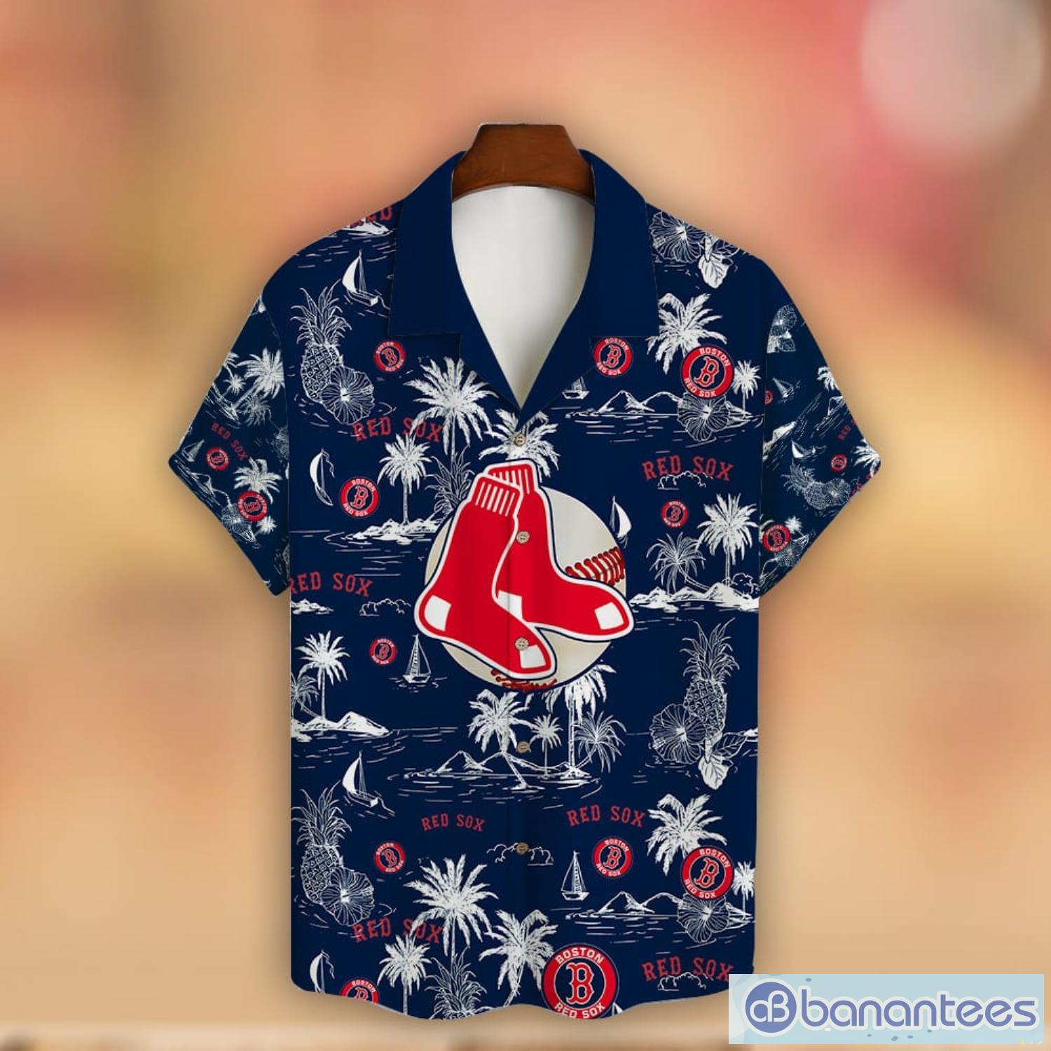 Custom Name Boston Red Sox Baseball Pattern Vintage Hawaiian Shirt