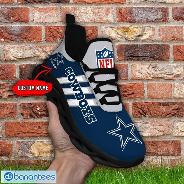 Custom Name Dallas Cowboys Running Sneakers Striped Style Max Soul Shoes For Fans Product Photo 2