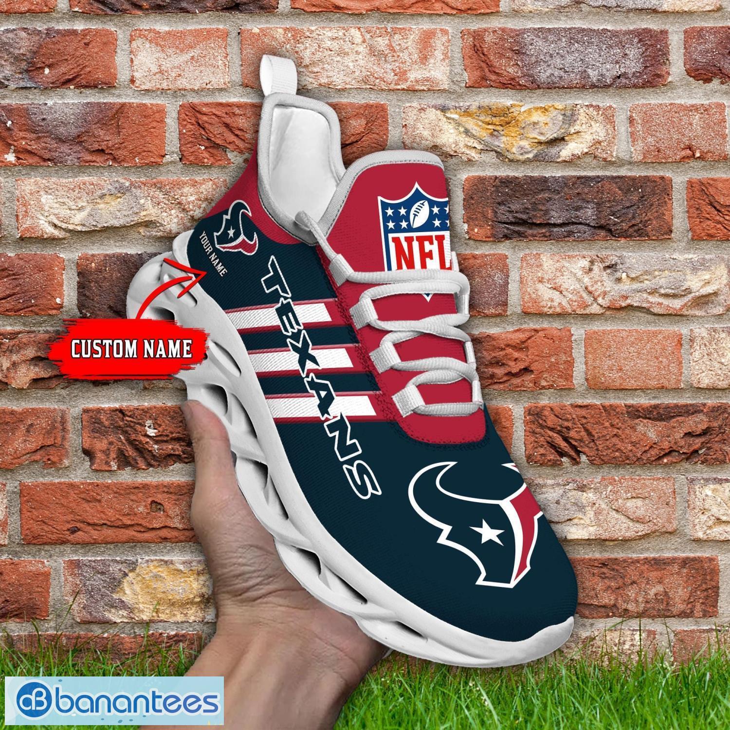 Custom Name Houston TexansRunning Sneakers Striped Style Max Soul Shoes For Fans Product Photo 1