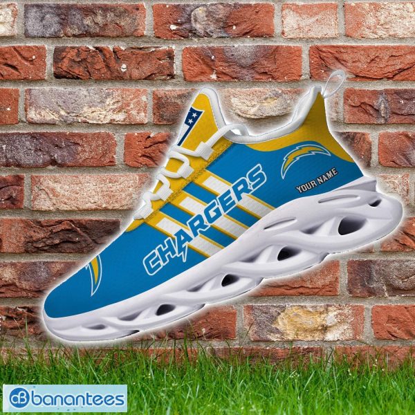 Custom Name Los Angeles Chargers Running Sneakers Striped Style Max Soul Shoes For Fans Product Photo 4