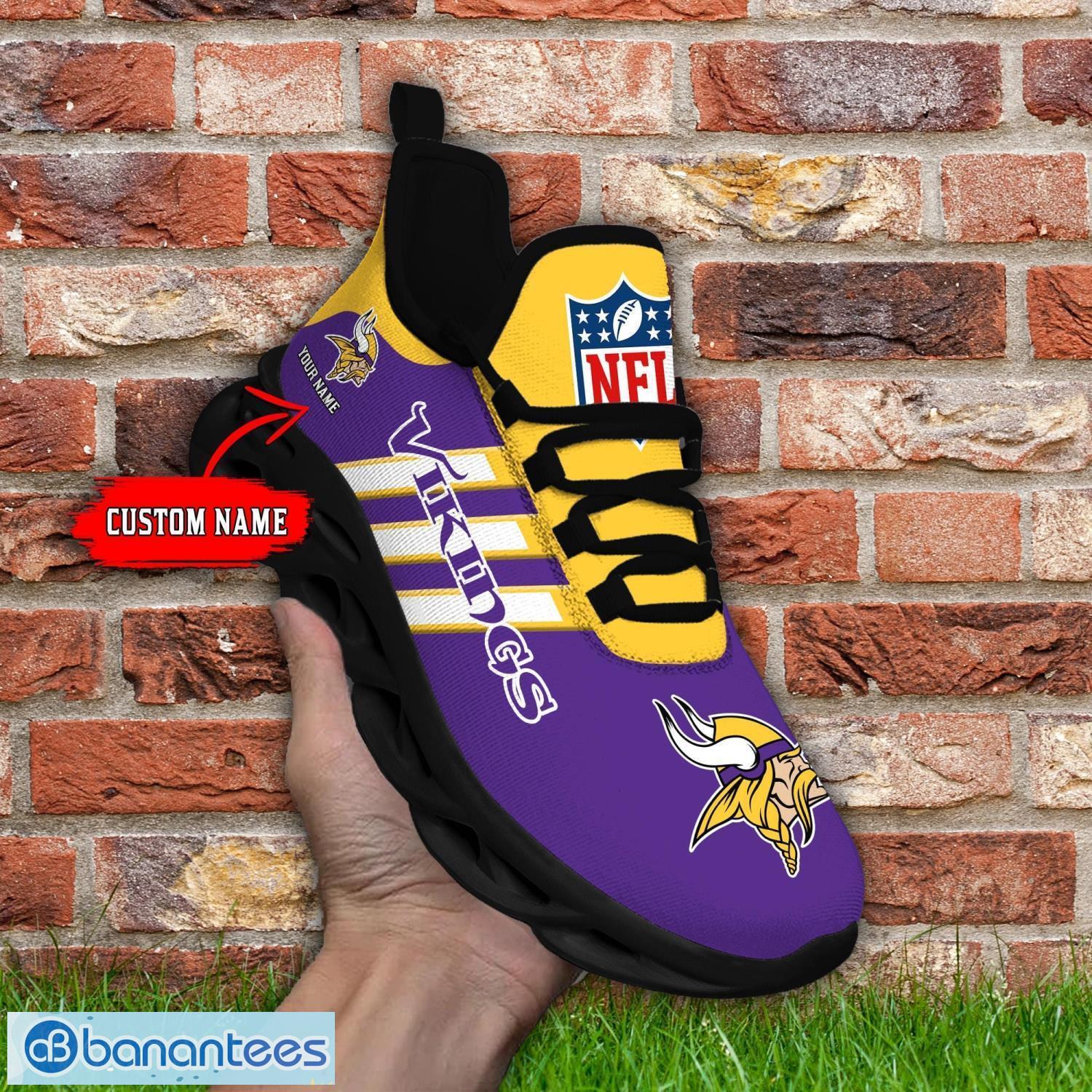 Custom Name Minnesota VikingsRunning Sneakers Striped Style Max Soul Shoes For Fans Product Photo 1