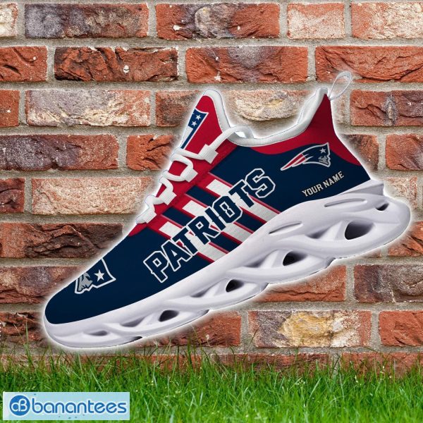 Custom Name New England Patriots Running Sneakers Striped Style Max Soul Shoes For Fans Product Photo 4